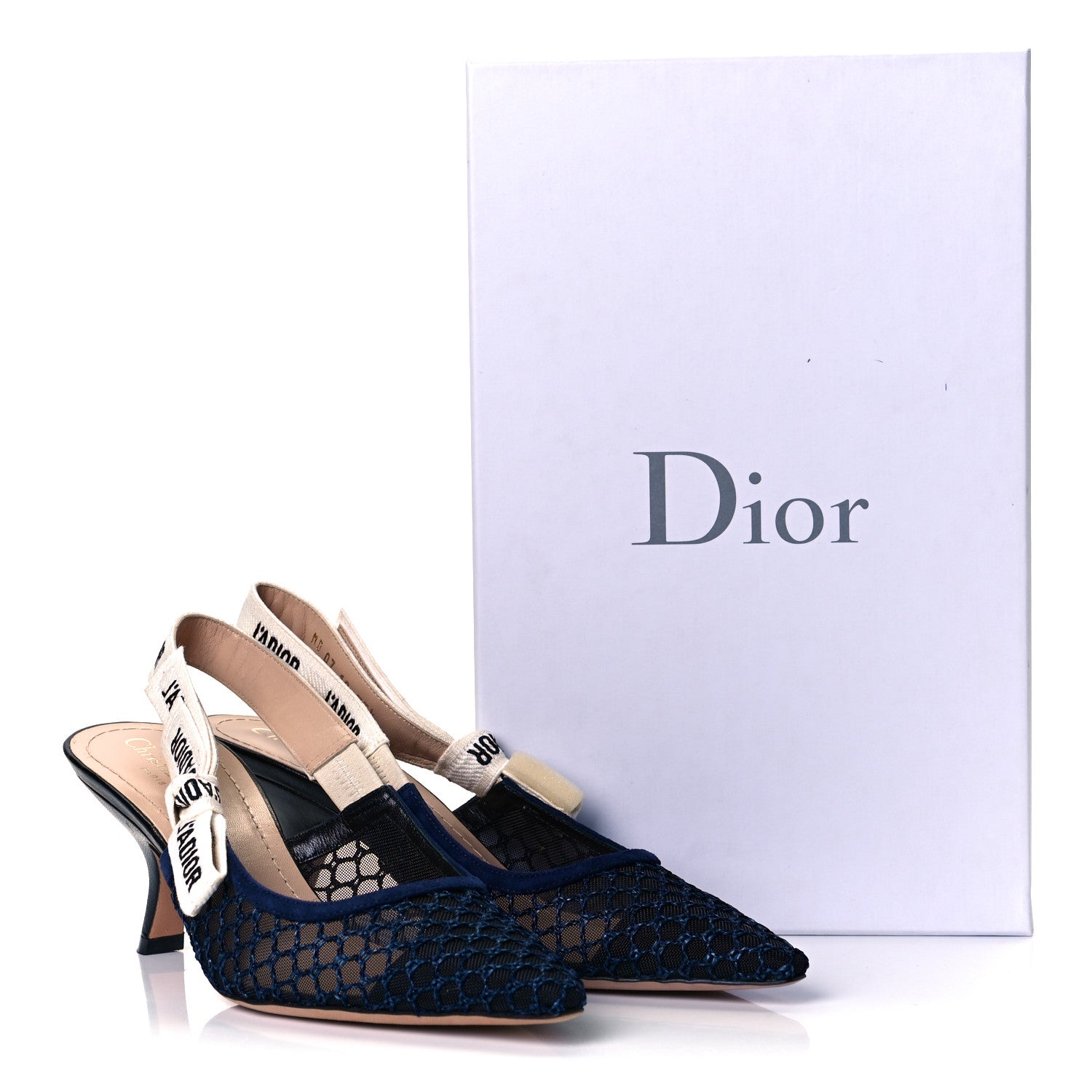 Christian Dior Resille Lambskin Ribbon J'Adior Slingback 65mm Pumps 38 Indigo Blue 8 of 8
