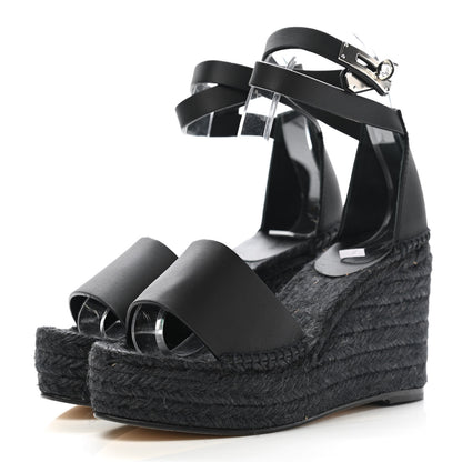 Hermes Calfskin Tipoli Espadrille Wedges 35 Black 3 of 9