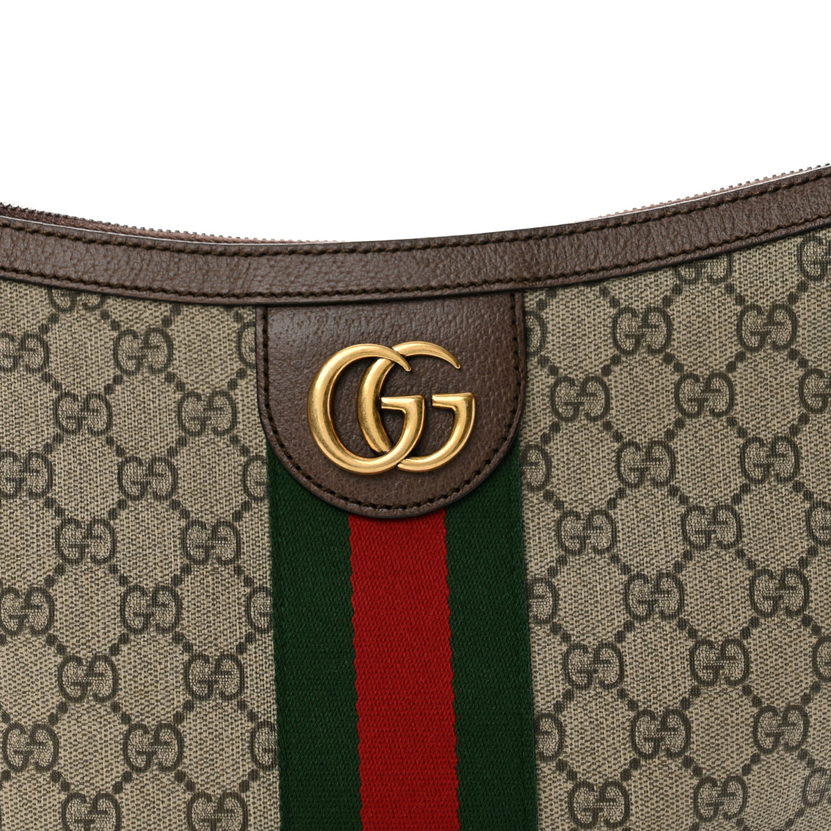 GG Supreme Monogram Web Small Ophidia Half Moon Hobo Brown