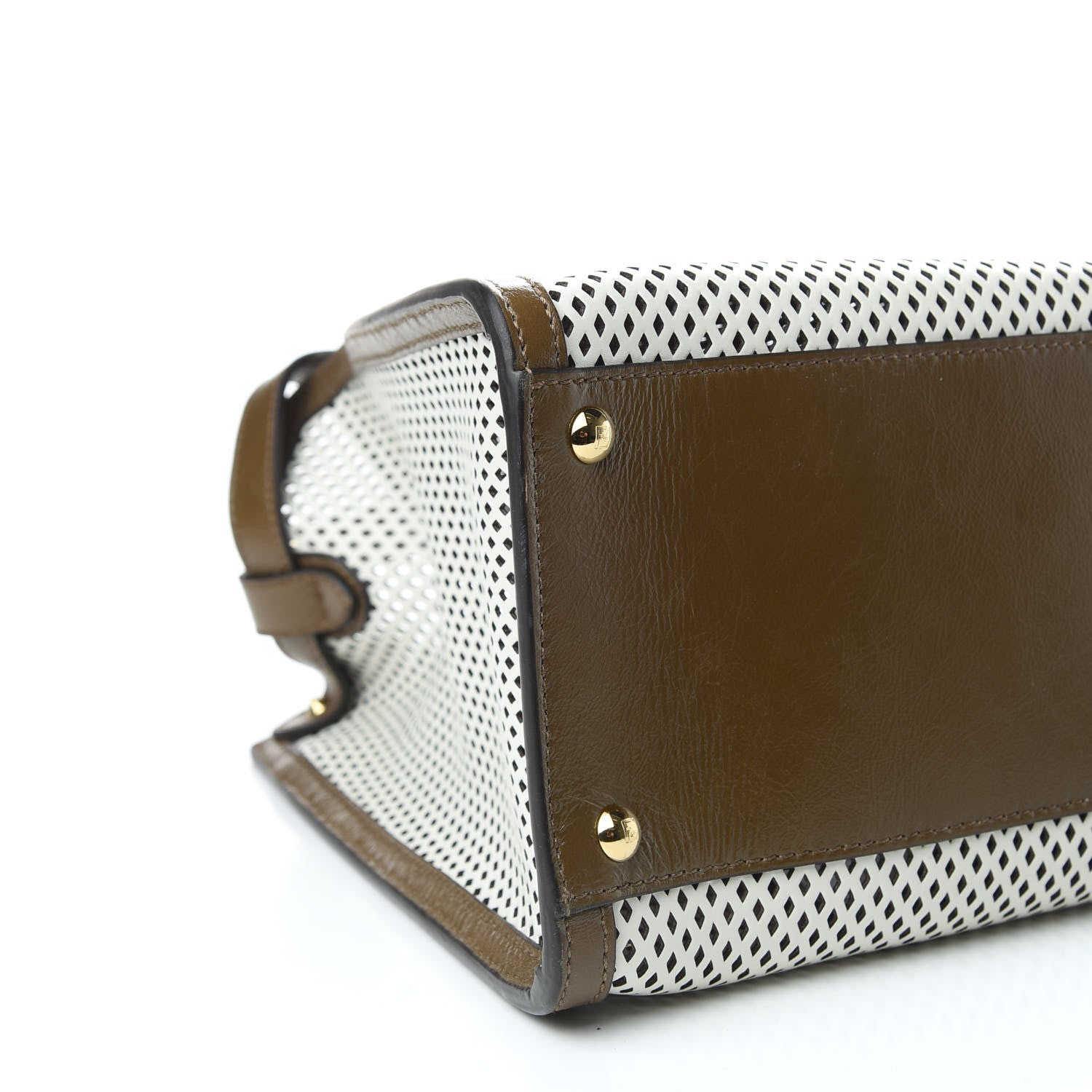 Fendi Vitello Liberty Glossy Lambskin Perforated Large Peekaboo X-Lite White Ice Rust Maya 5 of 8