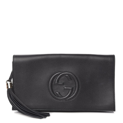 Gucci Pebbled Calfskin Medium Soho Clutch Black 1 of 14