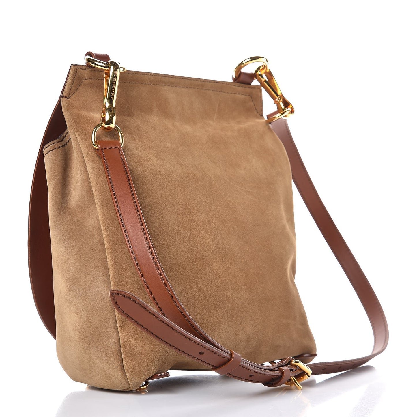 Calfskin Suede Bridle Saddle Bag Brown