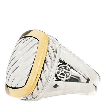 David Yurman Sterling Silver 18K Yellow Gold Square Sculpted Cable Ring 54 6.75 3 of 5