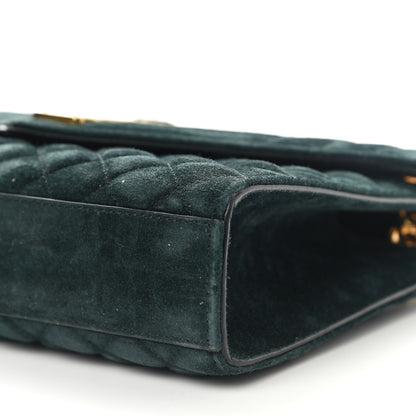 Saint Laurent Suede Mixed Matelasse Triquilt Medium Monogram Envelope Satchel Algae 10 of 10