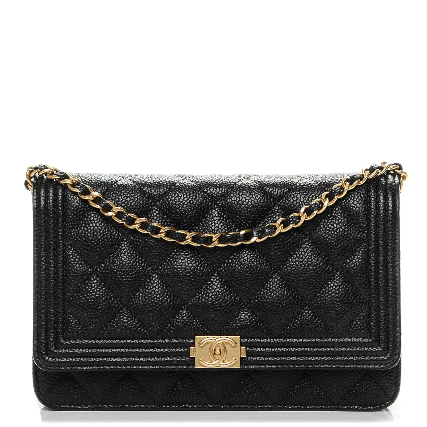 Chanel Caviar Quilted Boy Wallet On Chain WOC Black 1 of 8