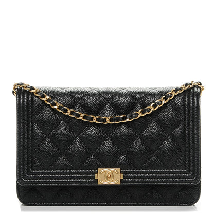Chanel Caviar Quilted Boy Wallet On Chain WOC Black 1 of 8