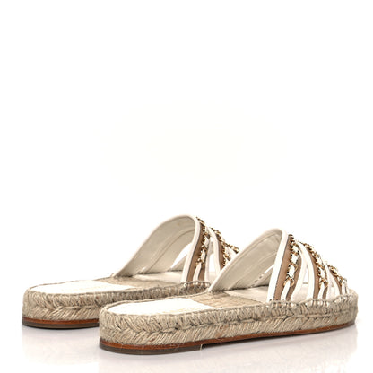 Chanel Lambskin Chain Espadrille Slip On Sandals 41 White 4 of 10