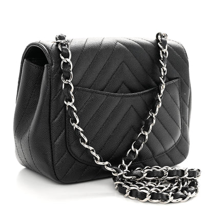 Chanel Caviar Chevron Quilted Mini Square Flap Black 3 of 10