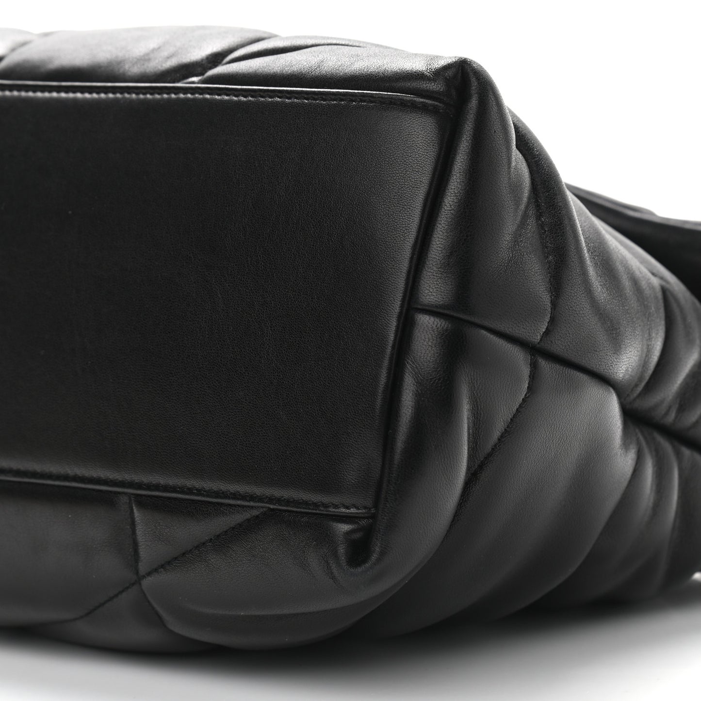 Lambskin Quilted Medium Loulou Puffer Monogram Chain Satchel Black