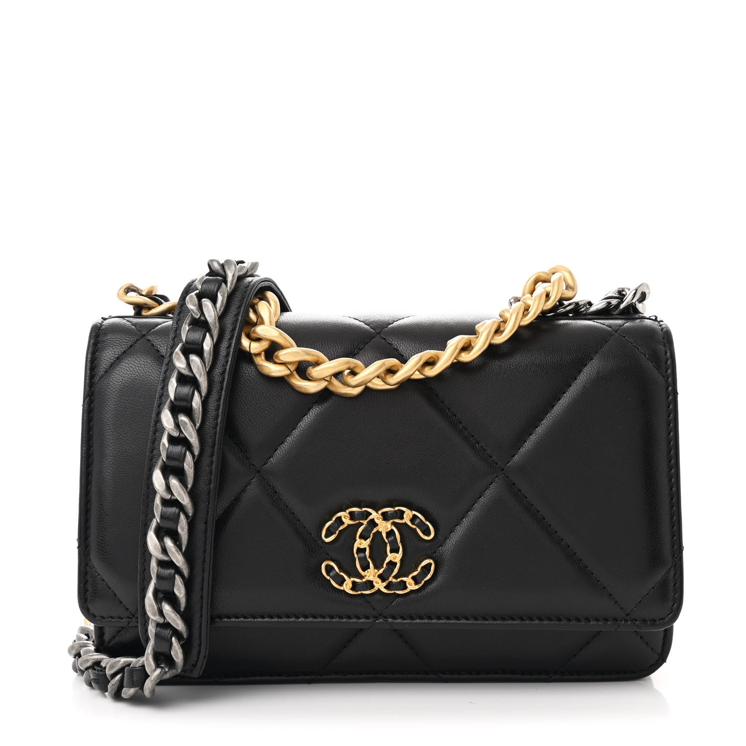 Chanel Lambskin Quilted Chanel 19 Wallet On Chain WOC Black 1 of 12
