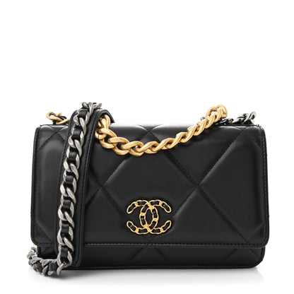 Chanel Lambskin Quilted Chanel 19 Wallet On Chain WOC Black 1 of 12