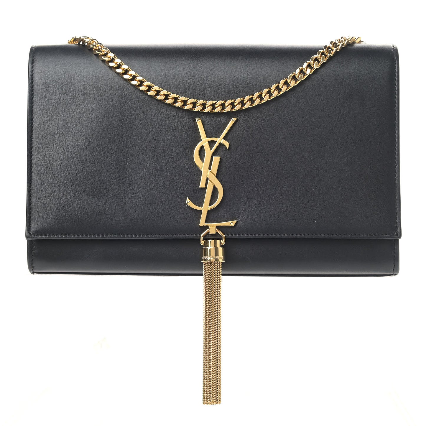 Smooth Calfskin Medium Classic Monogram Kate Tassel Satchel Black