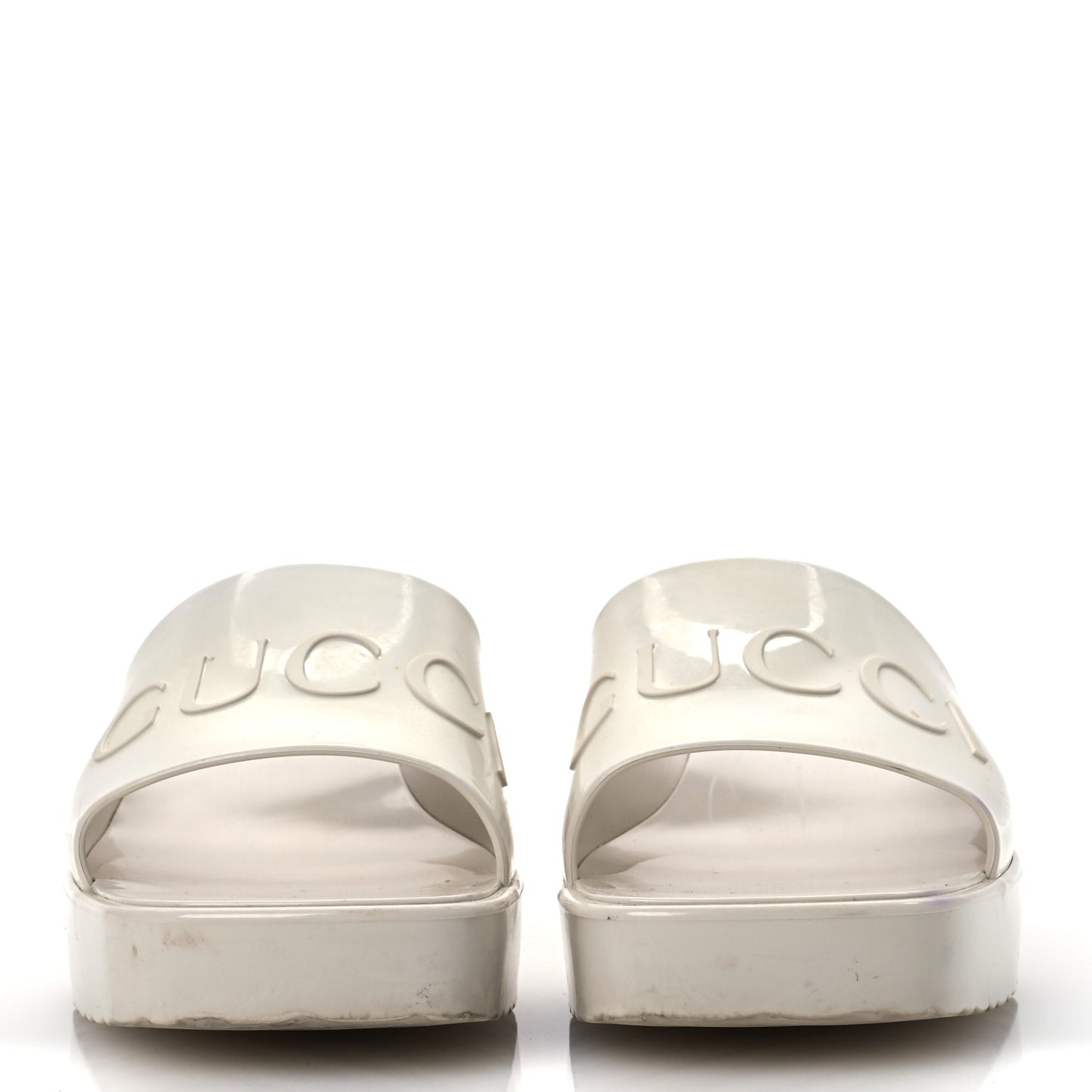 Rubber Gucci Logo Womens Platform 20/60mm Slide Sandals 38 Mystic White
