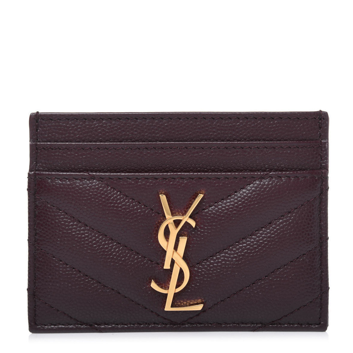 Grain De Poudre Matelasse Chevron Monogram Credit Card Case Rouge Legion