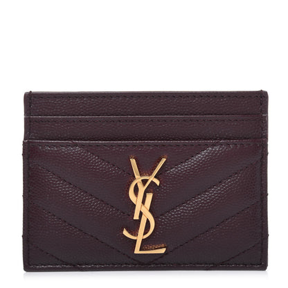 Saint Laurent Grain De Poudre Matelasse Chevron Monogram Credit Card Case Rouge Legion 1 of 10