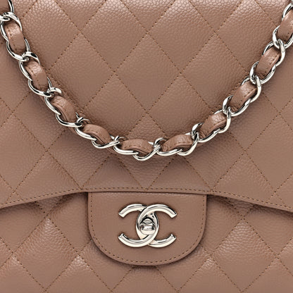 Chanel Caviar Quilted Jumbo Single Flap Dark Beige 8 of 10