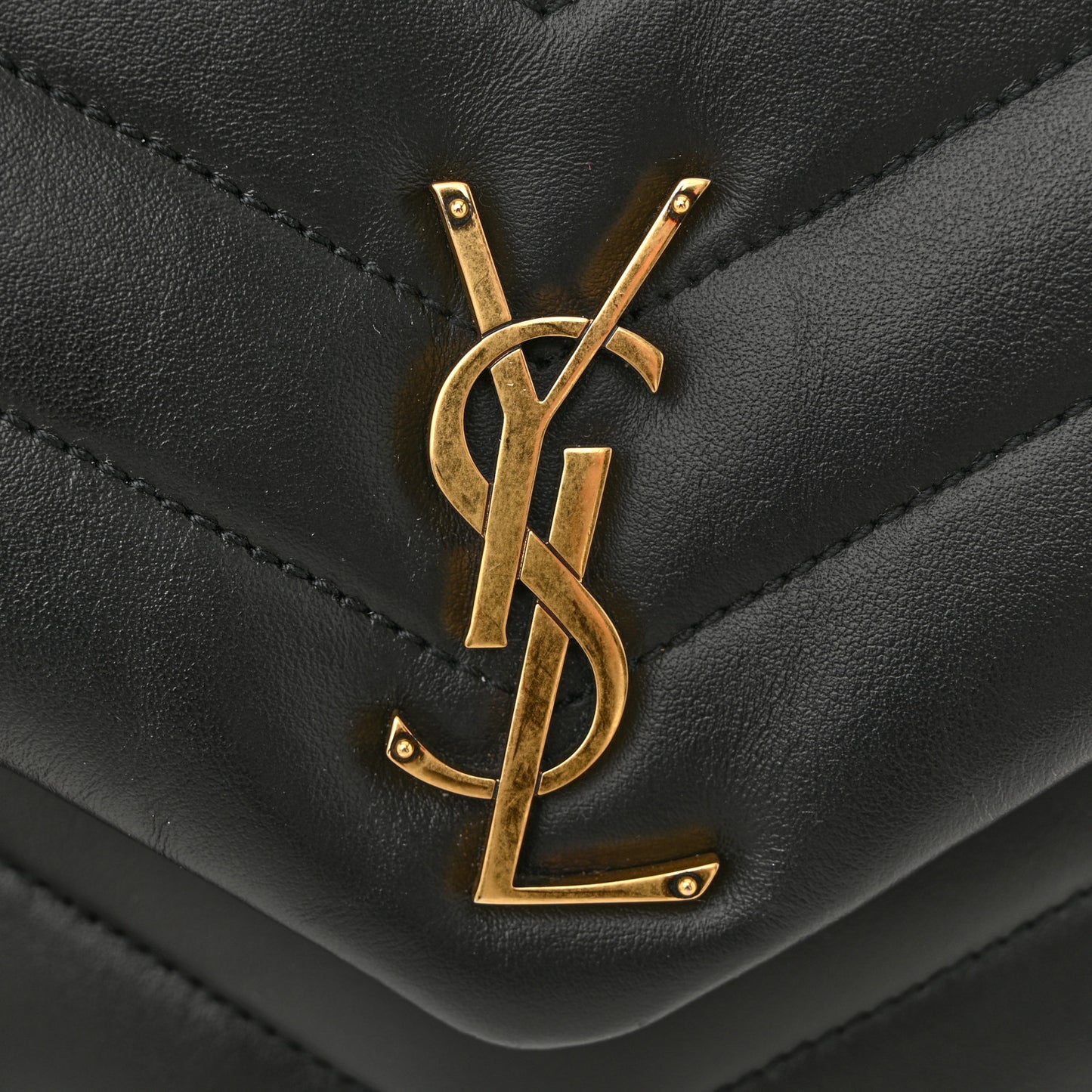 Calfskin Y Quilted Monogram Small Loulou Chain Satchel Black