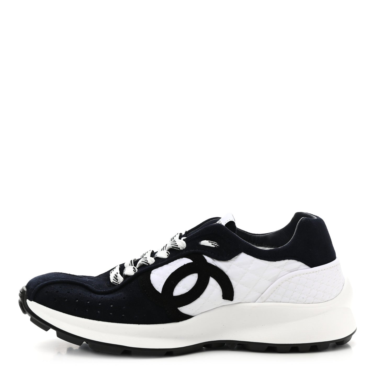 Fabric Suede Kidskin CC Sneakers 37.5 Dark Navy White