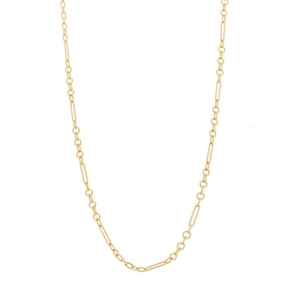 Foundrae 18K Yellow Gold Fine Mixed Clip Chain Necklace 32" 1 of 5