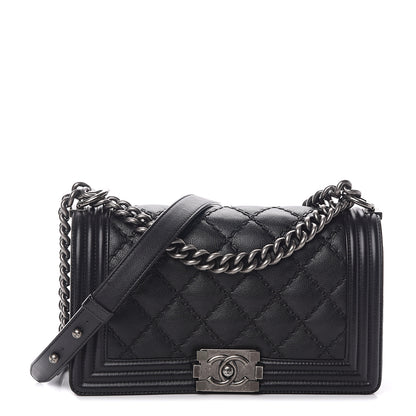 Chanel Calfskin Double Stitch Medium Boy Flap Black 1 of 8