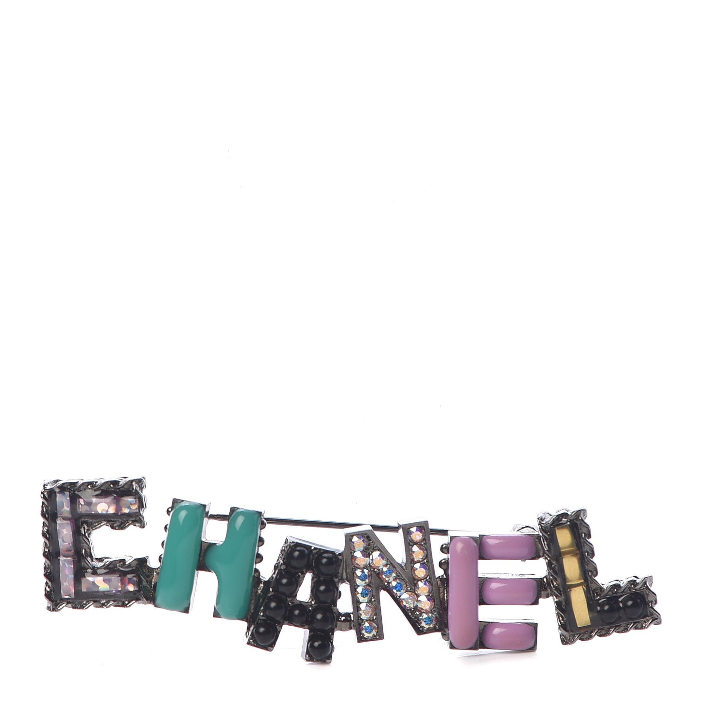 Pearl Enamel Logo Brooch Multicolor