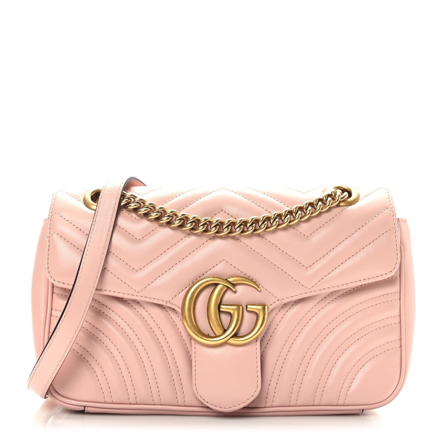 Gucci Calfskin Matelasse Small GG Marmont Shoulder Bag Perfect Pink 1 of 9