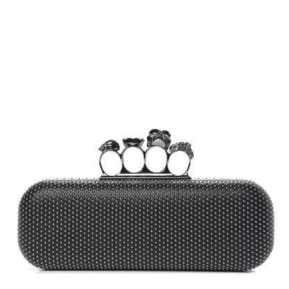 Alexander McQueen Nappa Studded Skull Knuckle Box Clutch Black 1 of 9