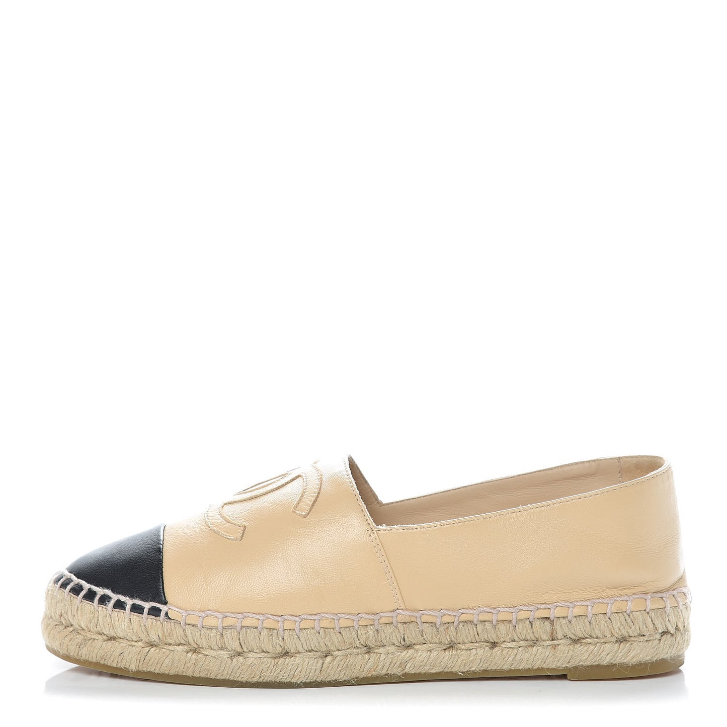 Lambskin CC Espadrilles 37 Beige Black