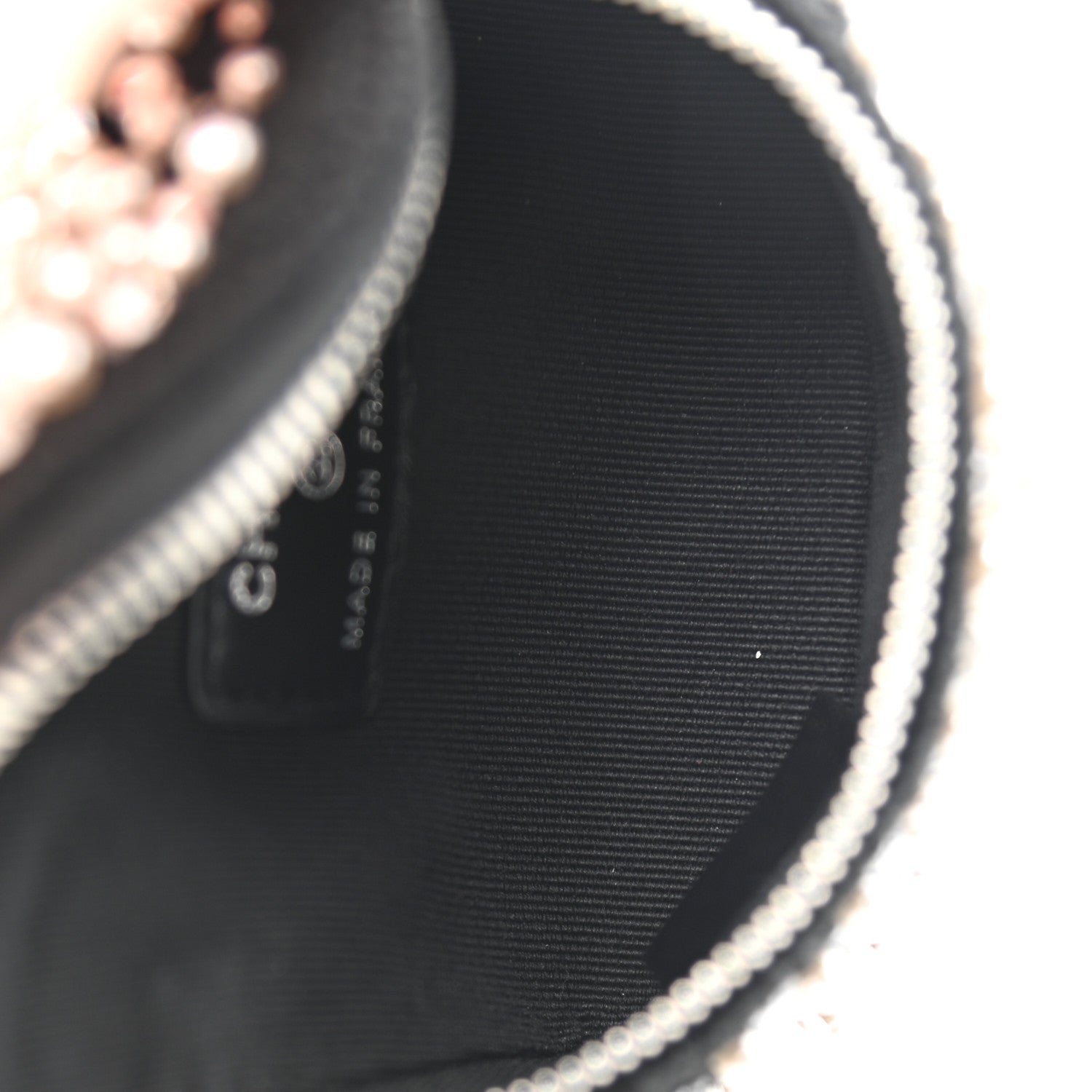 Chanel Tweed Pearl Lambskin Quilted Arm Coin Purse Black 5 of 8