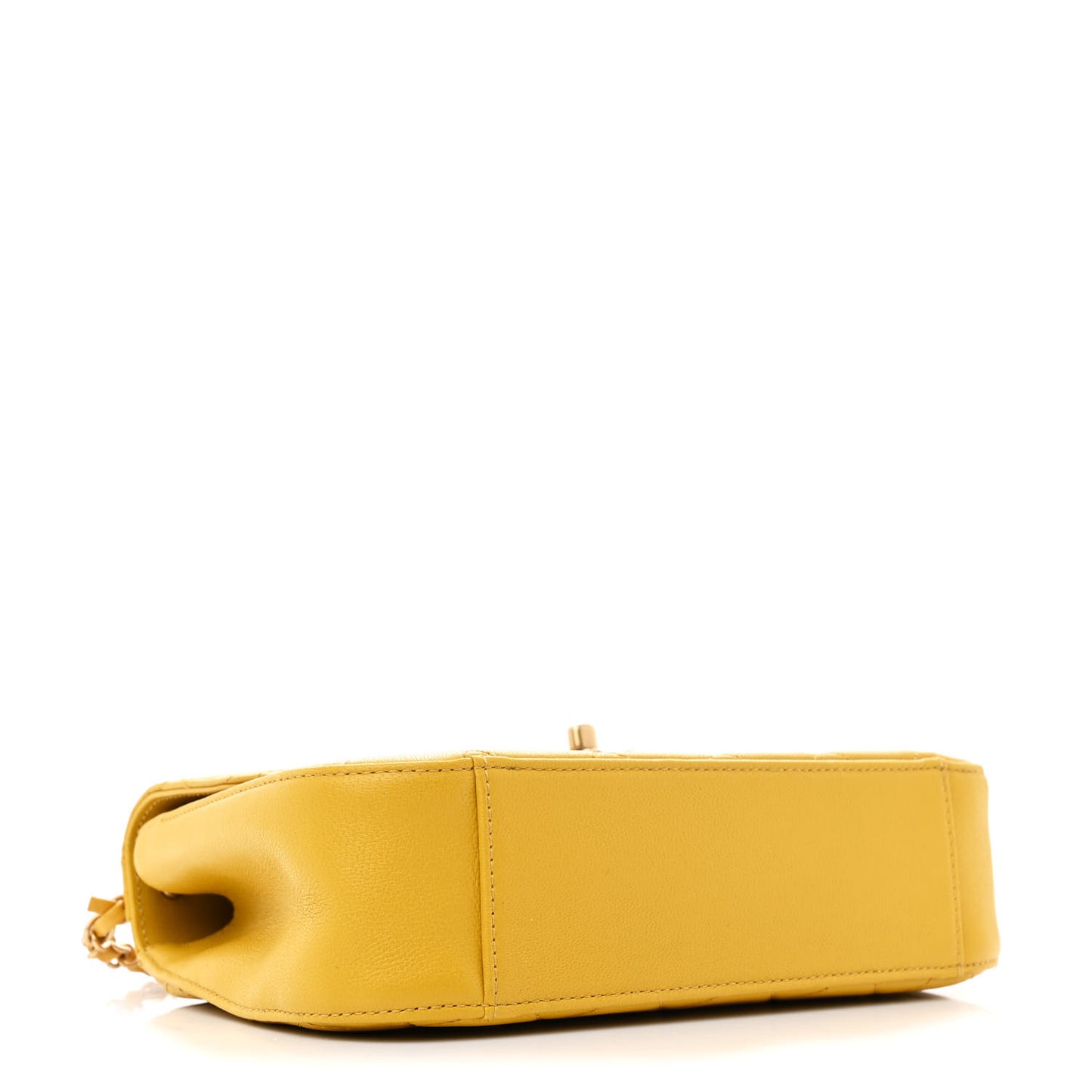 Lambskin Quilted Chain Infinity Top Handle Flap Yellow