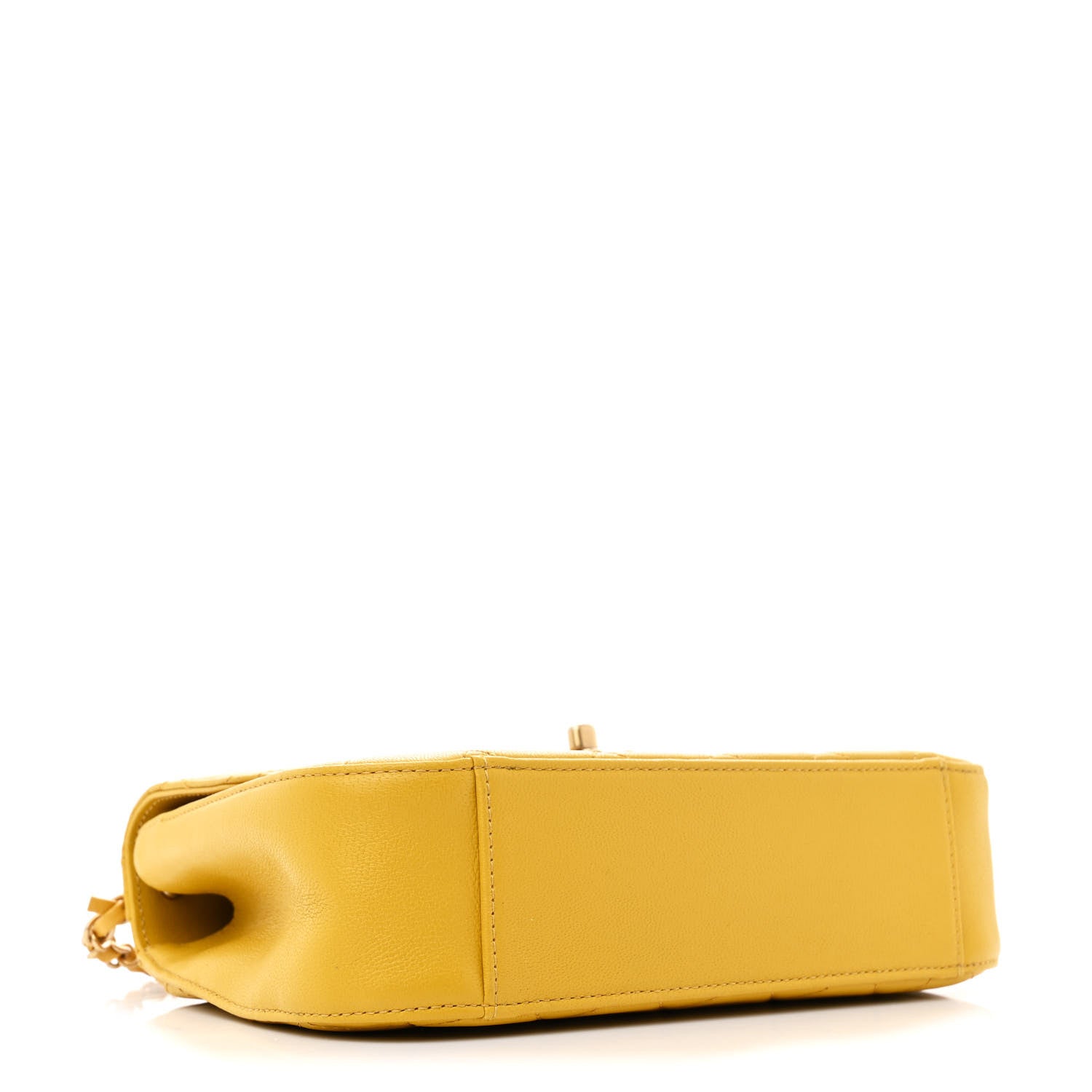 Chanel Lambskin Quilted Chain Infinity Top Handle Flap Yellow 4 of 11