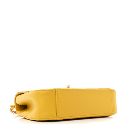 Chanel Lambskin Quilted Chain Infinity Top Handle Flap Yellow 4 of 11