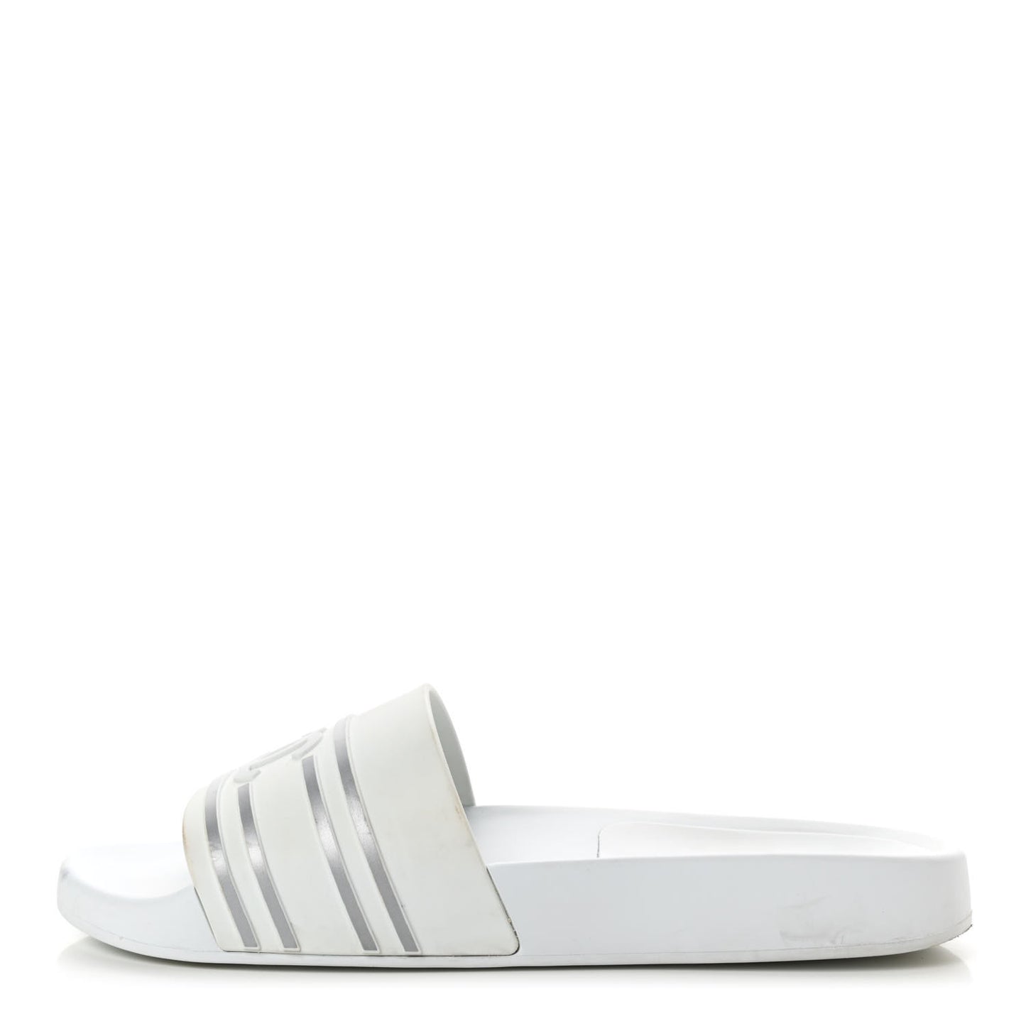 Rubber CC Flat Slide Sandals 40 White