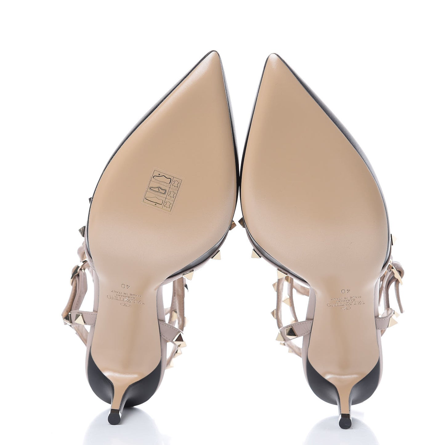 Calfskin Nappa Rockstud Ankle Strap 65mm Pumps 40 Black Poudre
