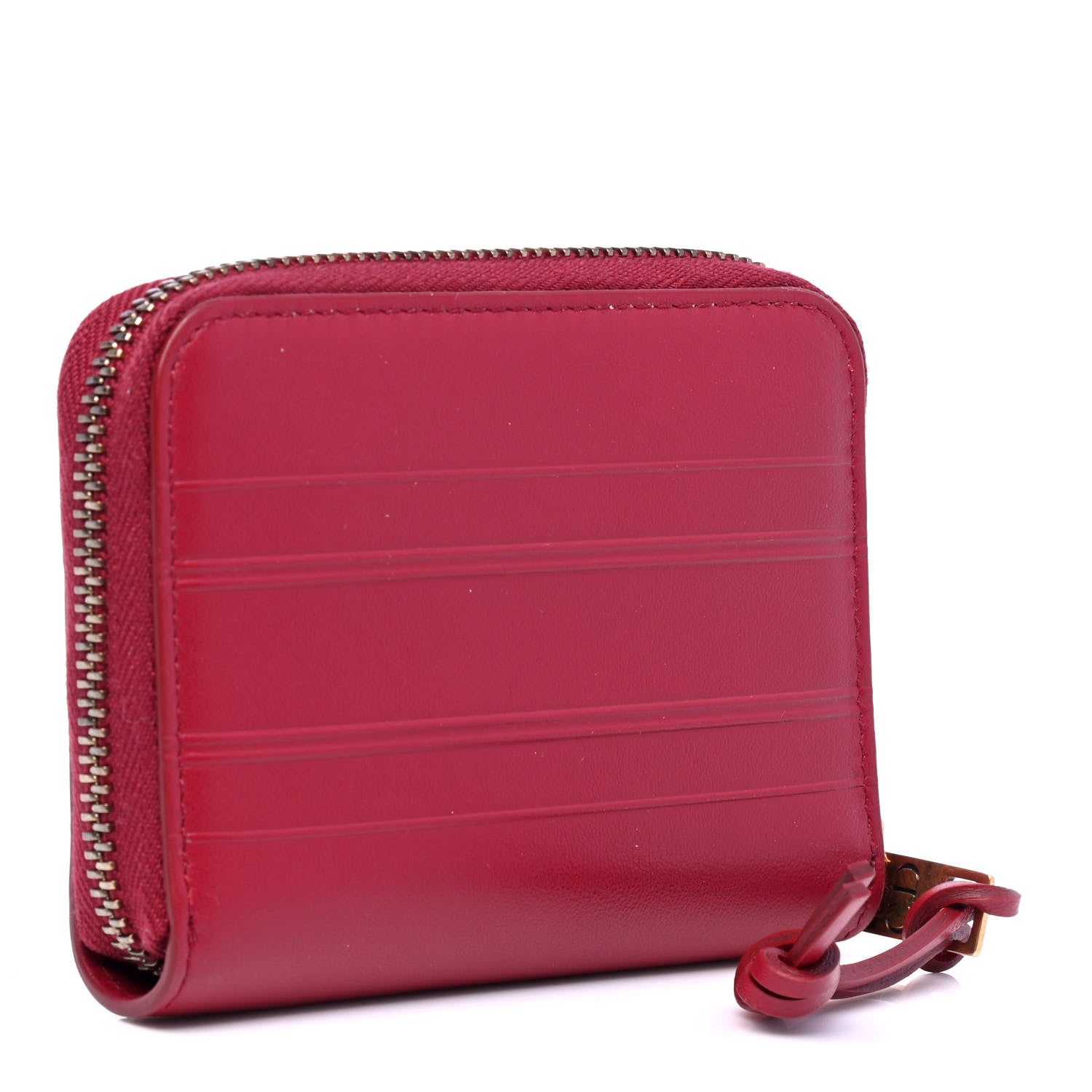 Christian Dior Calfskin Stripe Zip Around Wallet Cerise 2 of 4