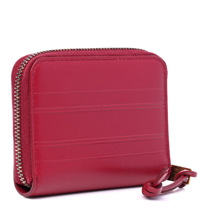 Christian Dior Calfskin Stripe Zip Around Wallet Cerise 2 of 4
