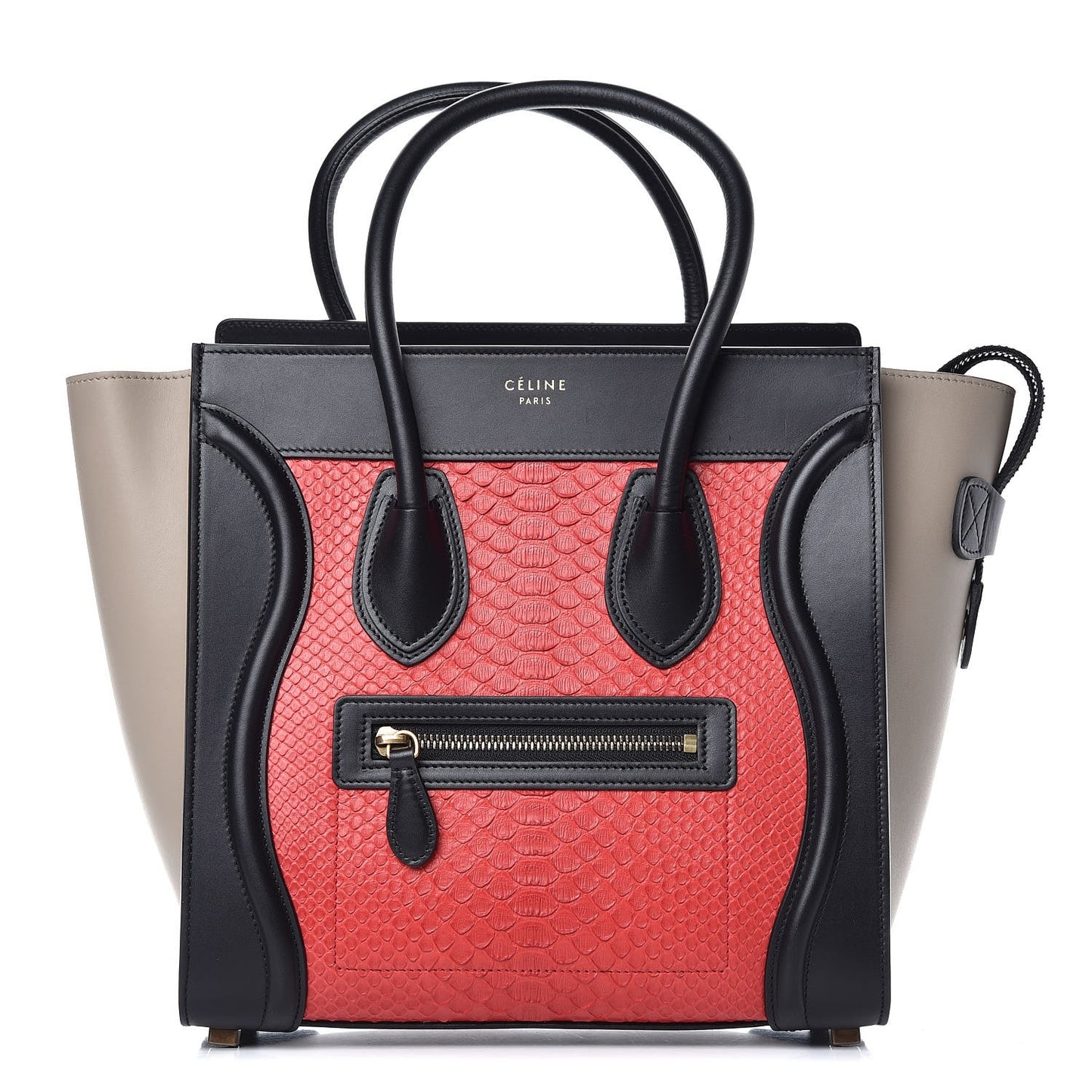 Python Calfskin Micro Luggage Bright Red