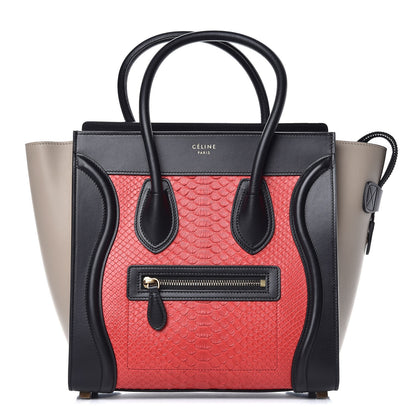 Celine Python Calfskin Micro Luggage Bright Red 1 of 10
