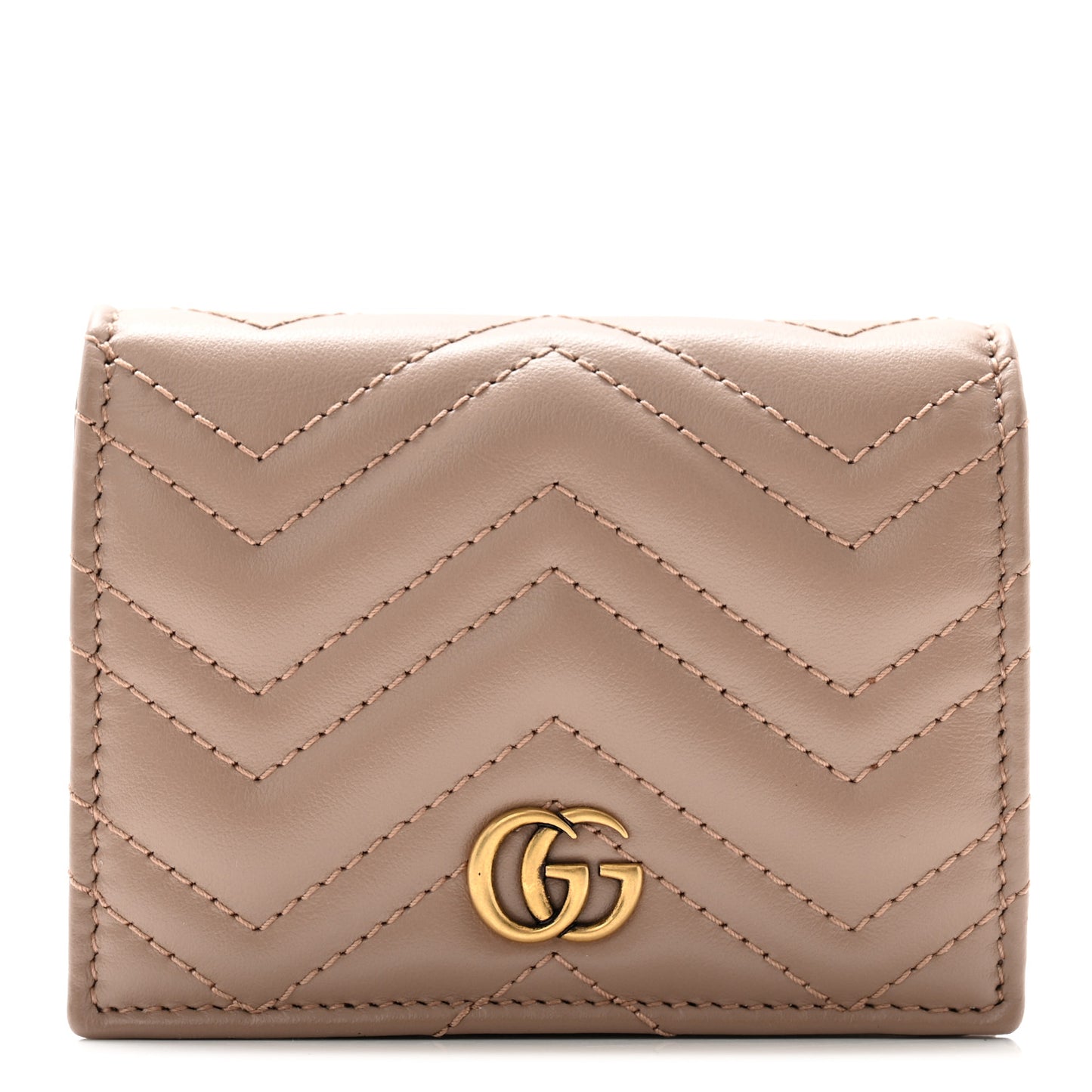 Calfskin Matelasse GG Marmont Card Case Wallet Porcelain Rose
