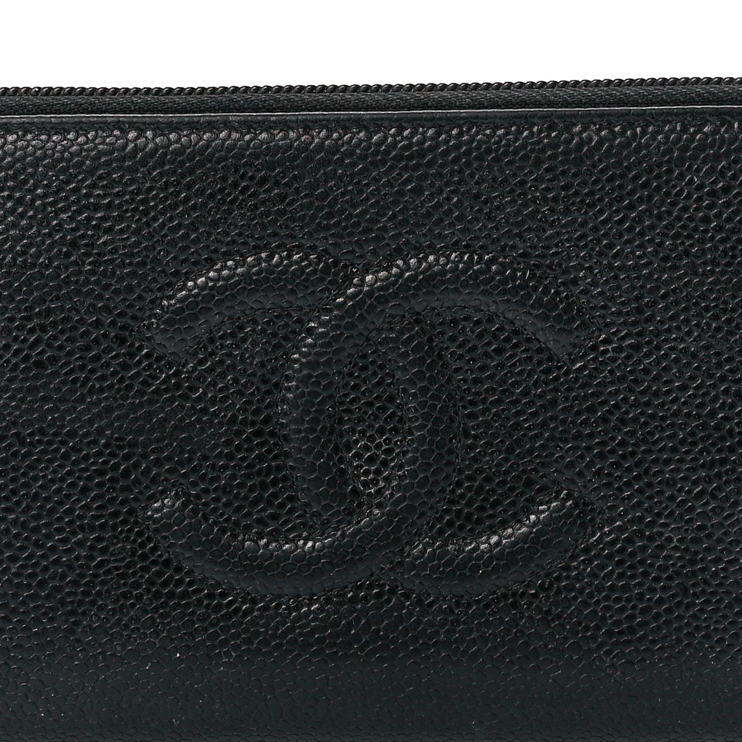 Caviar Large Timeless CC Zip Around Wallet Black