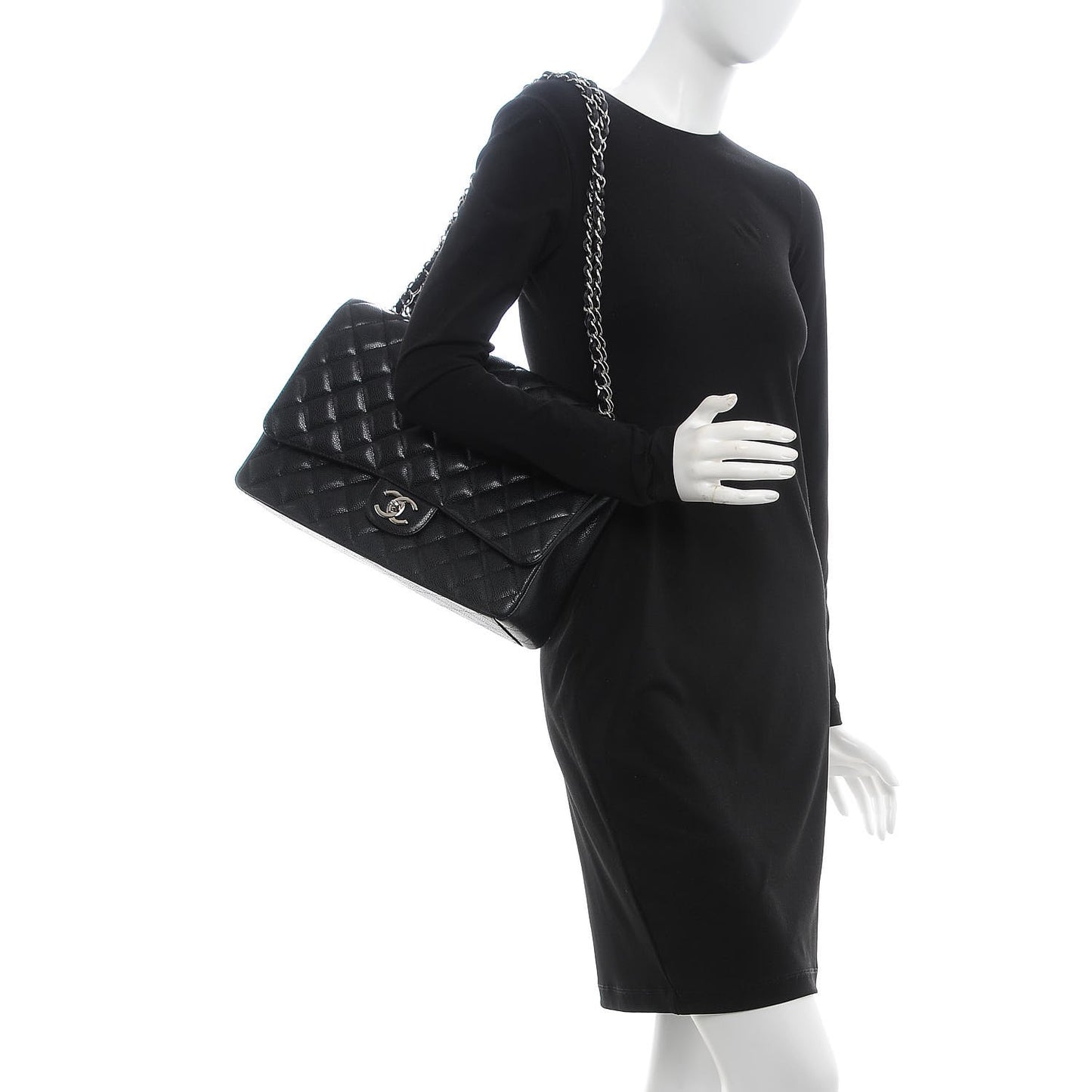 Caviar Quilted Maxi Double Flap Black