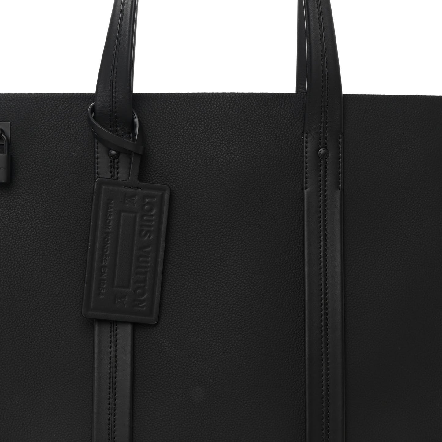 Grained Calfskin LV Aerogram Tote Black
