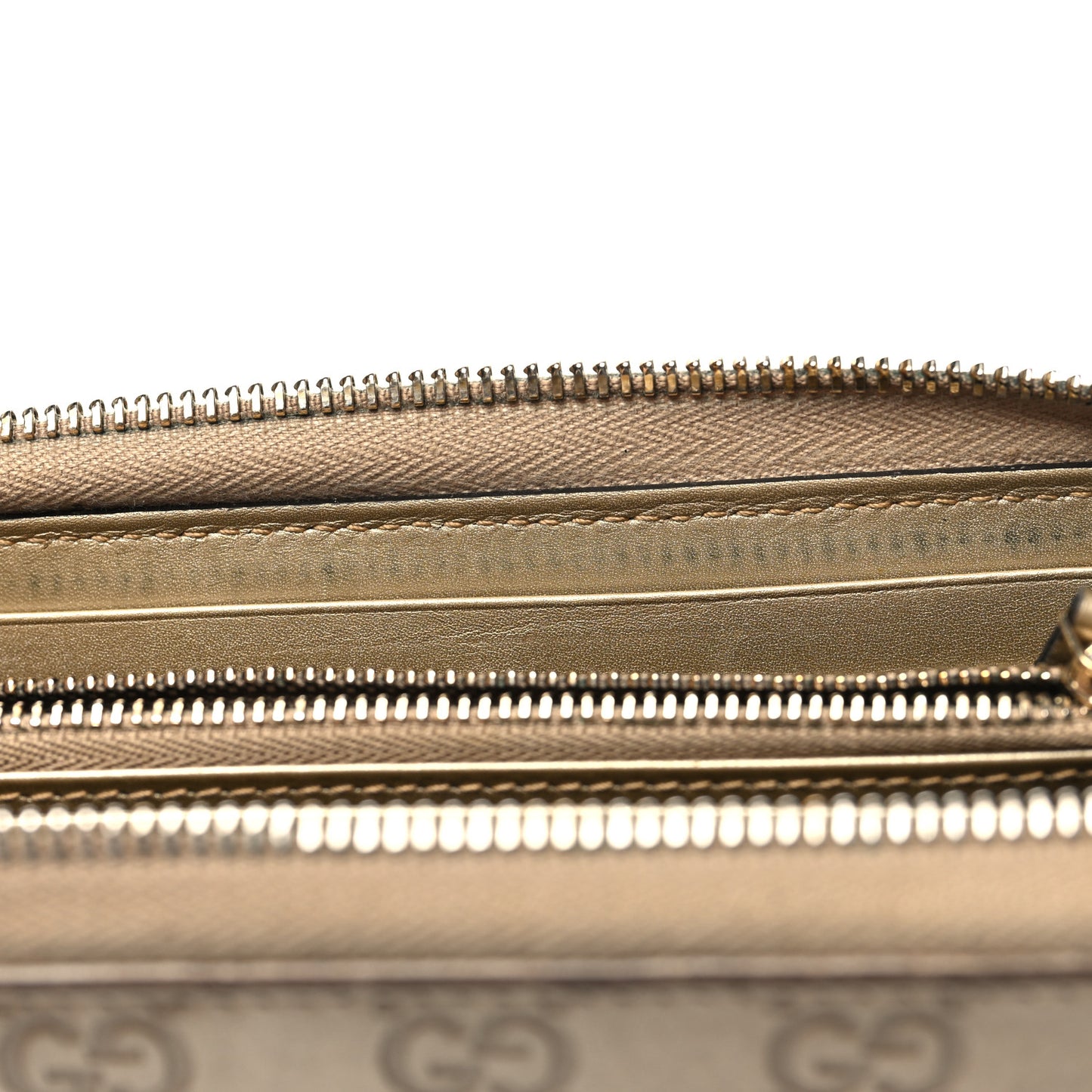 Metallic Guccissima Microguccissima Bree Zip Around Wallet Golden Beige