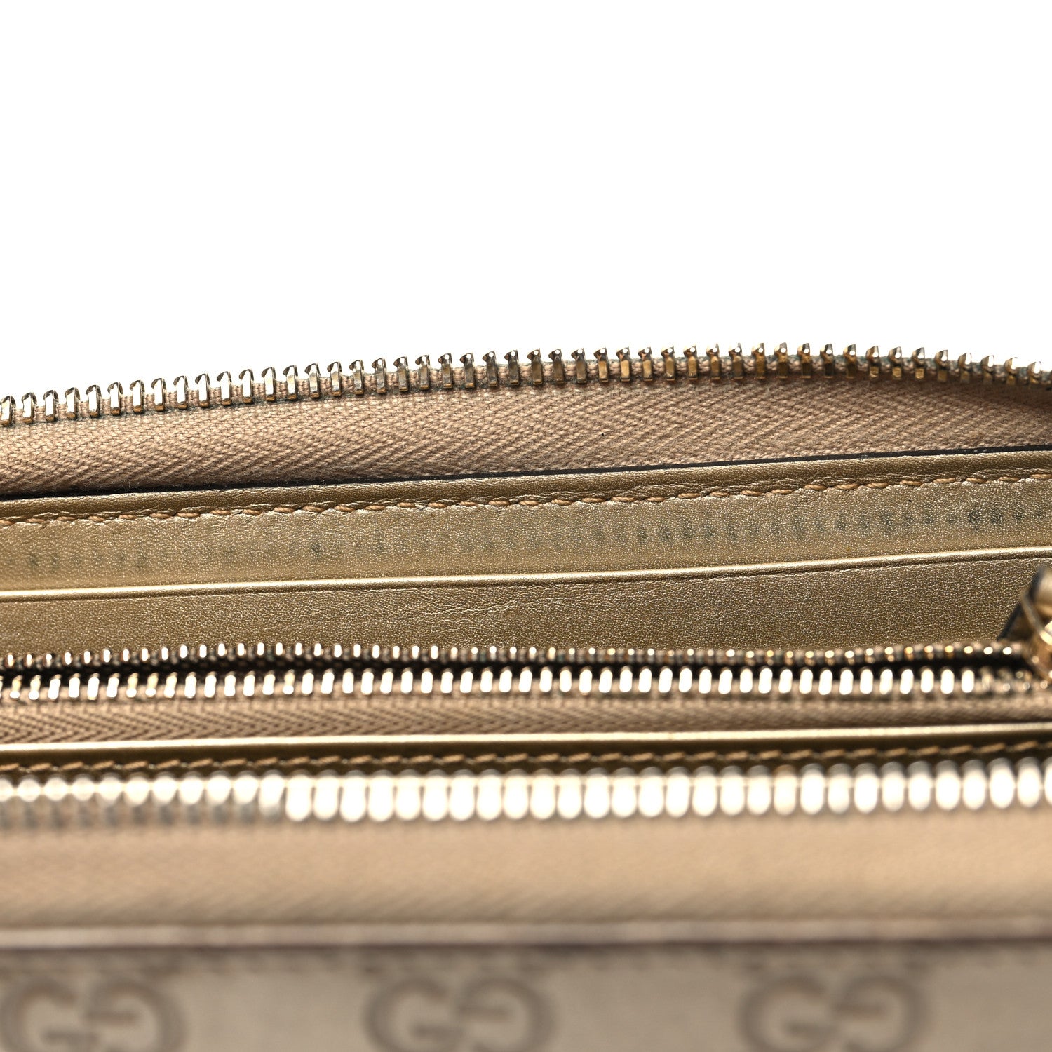 Gucci Metallic Guccissima Microguccissima Bree Zip Around Wallet Golden Beige 11 of 12