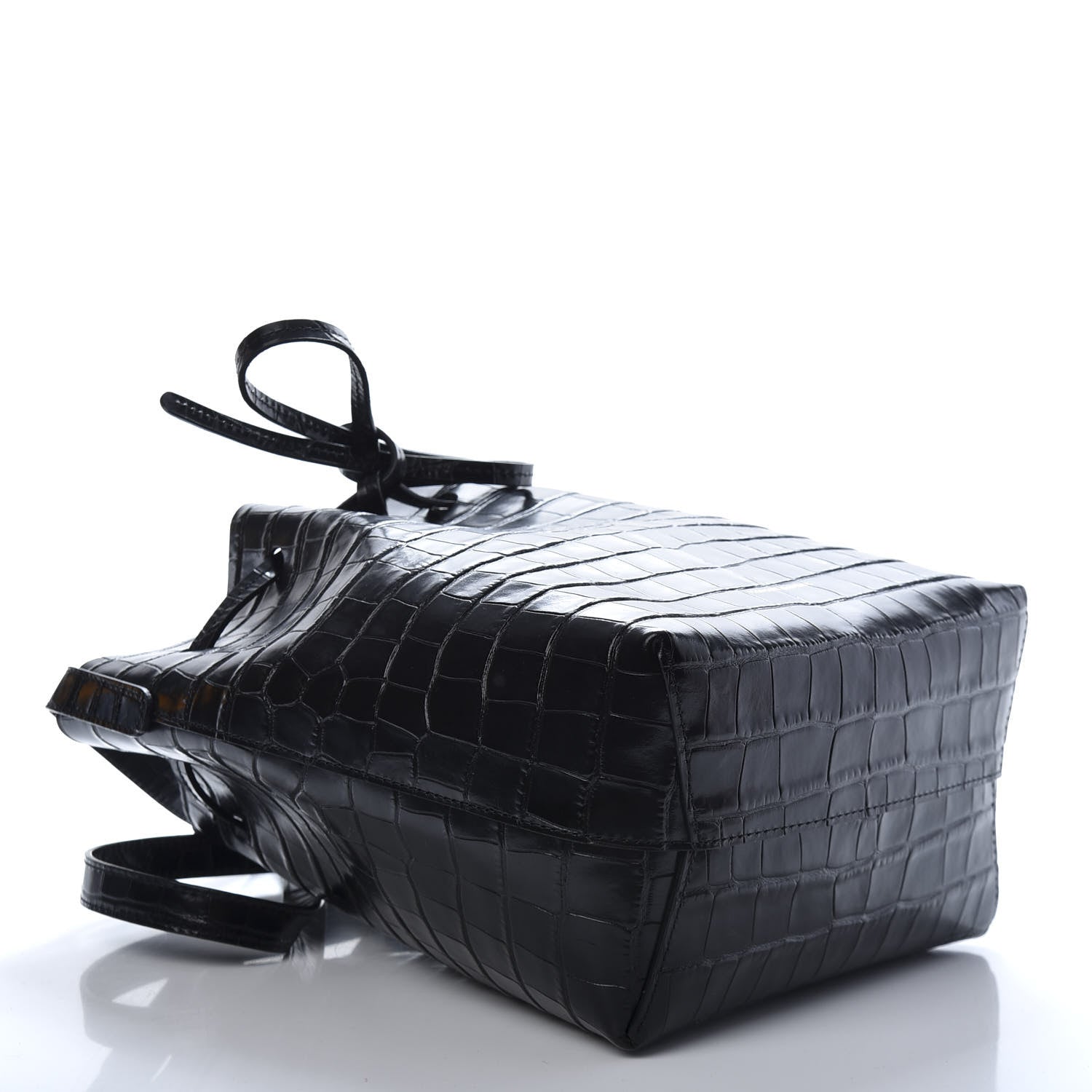 Mansur Gavriel Crocodile Embossed Bucket Bag Black 4 of 8