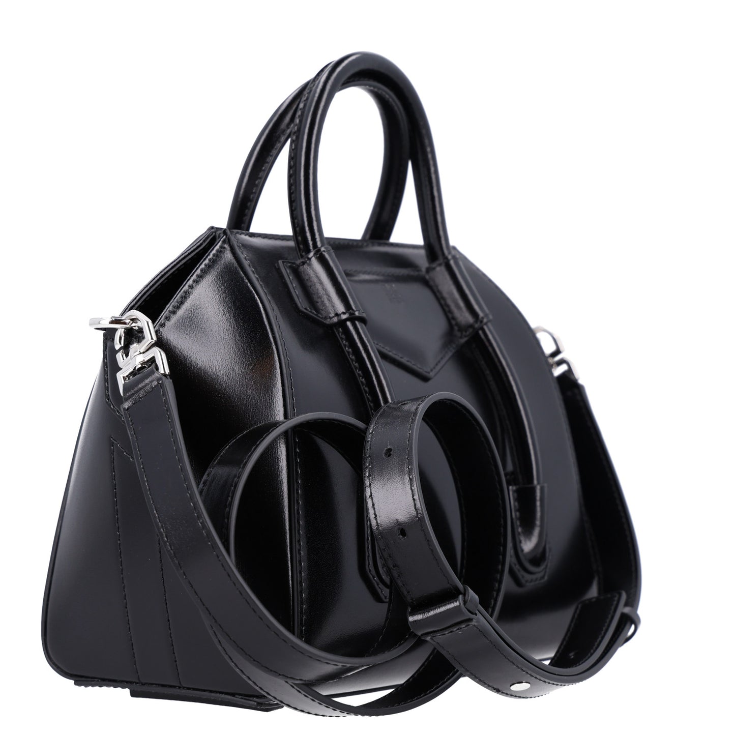Box Calfskin Mini Lock Antigona Shoulder Bag Black
