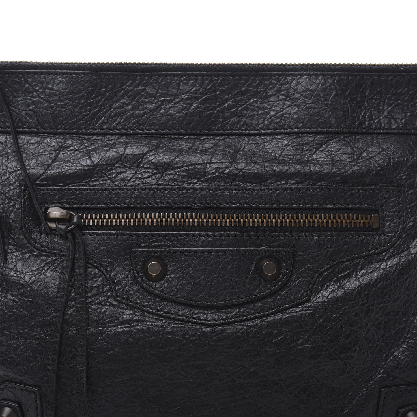 Agneau Classic Hardware Flat Handle Clutch Black