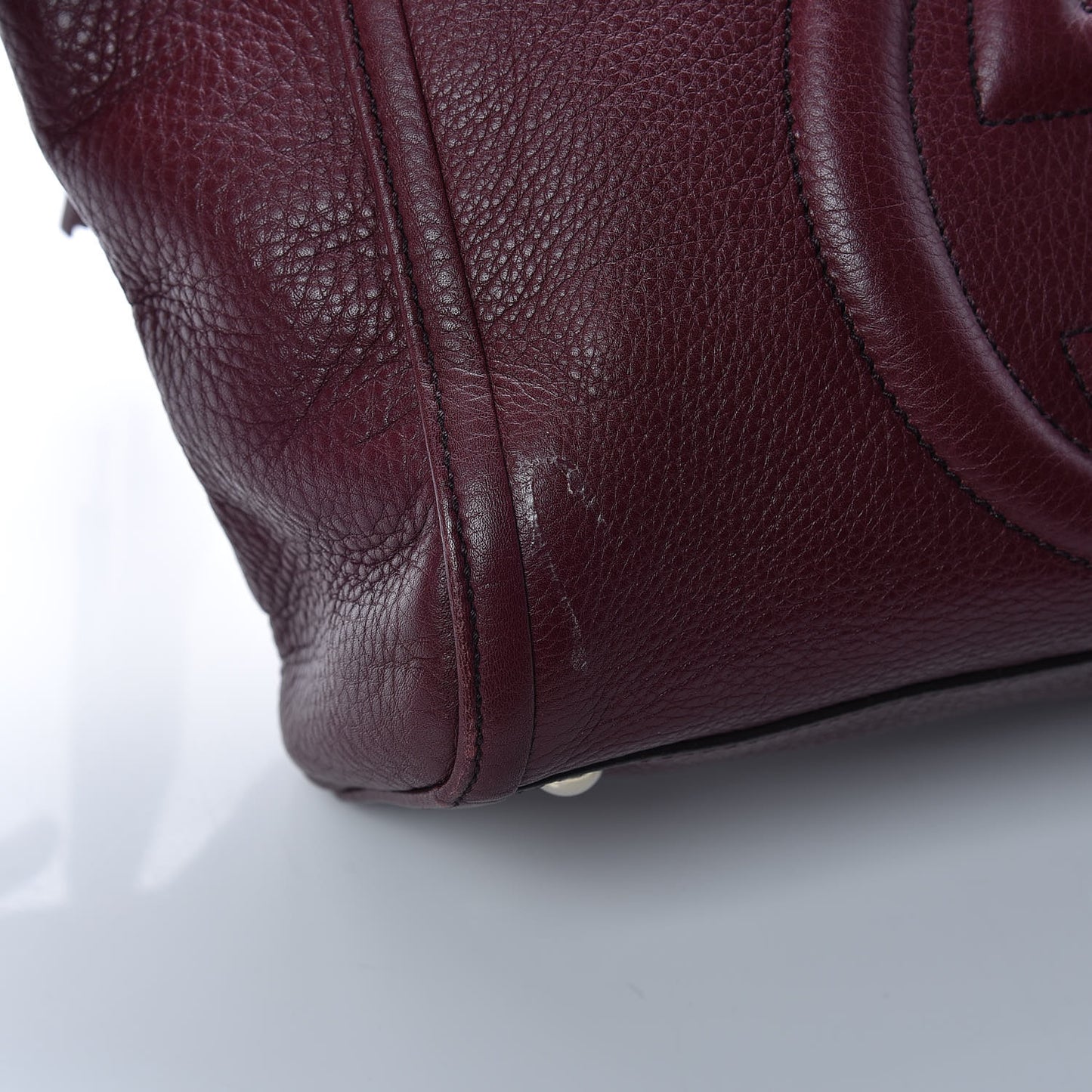 Pebbled Calfskin Small Soho Top Handle Bag Burgundy