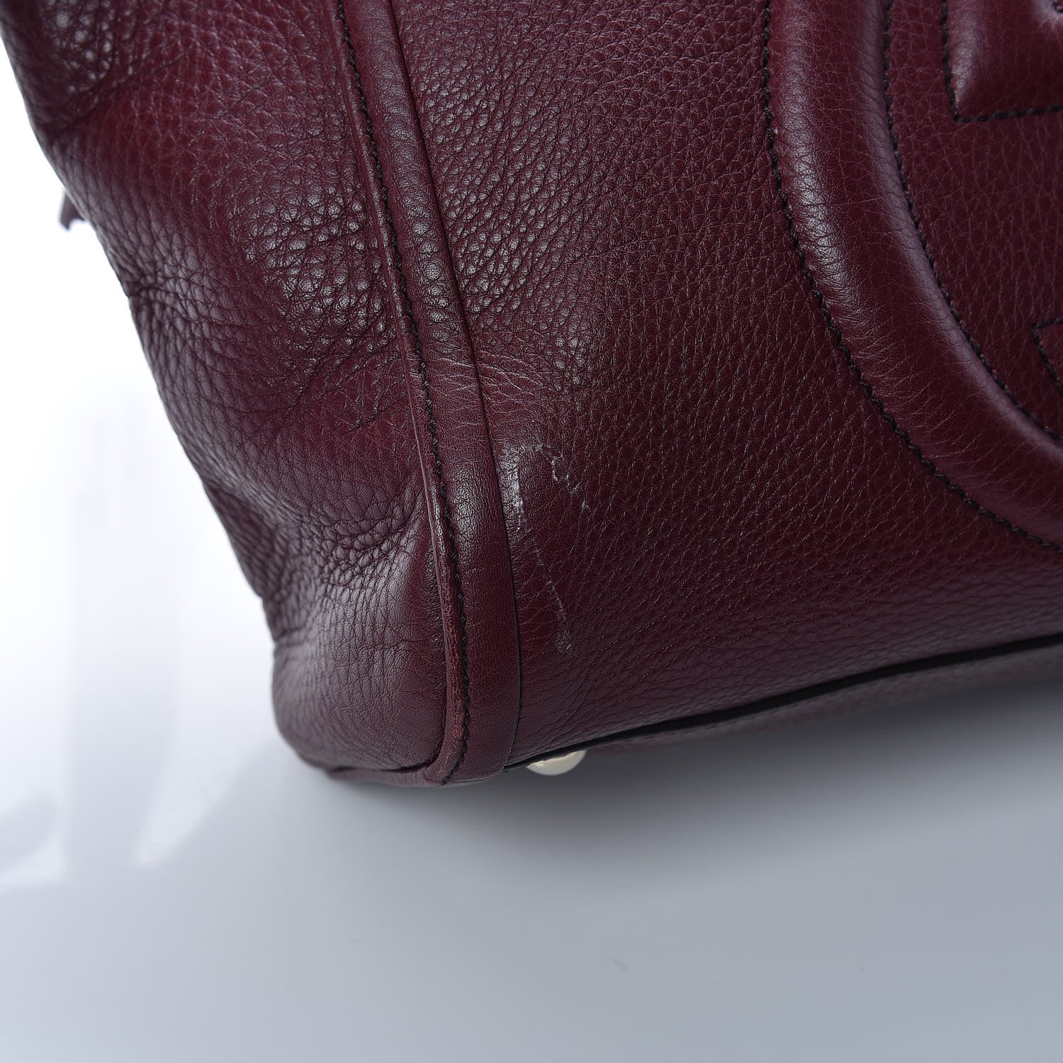 Gucci Pebbled Calfskin Small Soho Top Handle Bag Burgundy 12 of 14