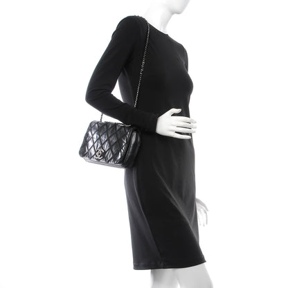 Chanel Calfskin Diamond Embroidered Medium Flap Black 3 of 12